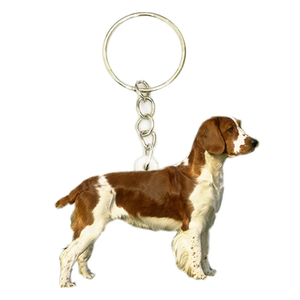 Брелок для ключей с валлийским спрингером спаниелем собакой акриловой стальной