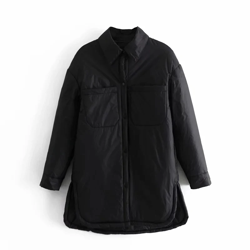 Vintage Overcoats Long Sleeve Slit Shirt Jackets Parkas Women's Casual Loose Outerwear Female Coats Baggy Solid Overcoat New