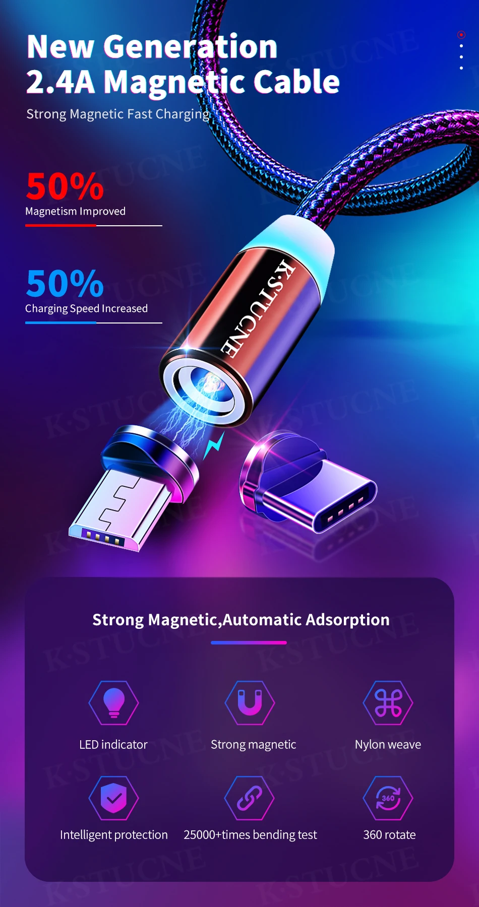 1 м светодиодный магнитный кабель и Micro USB кабель и usb type-C кабель Android нейлоновая оплетка type-C Магнитный зарядный кабель для iPhone 8 Xs Max