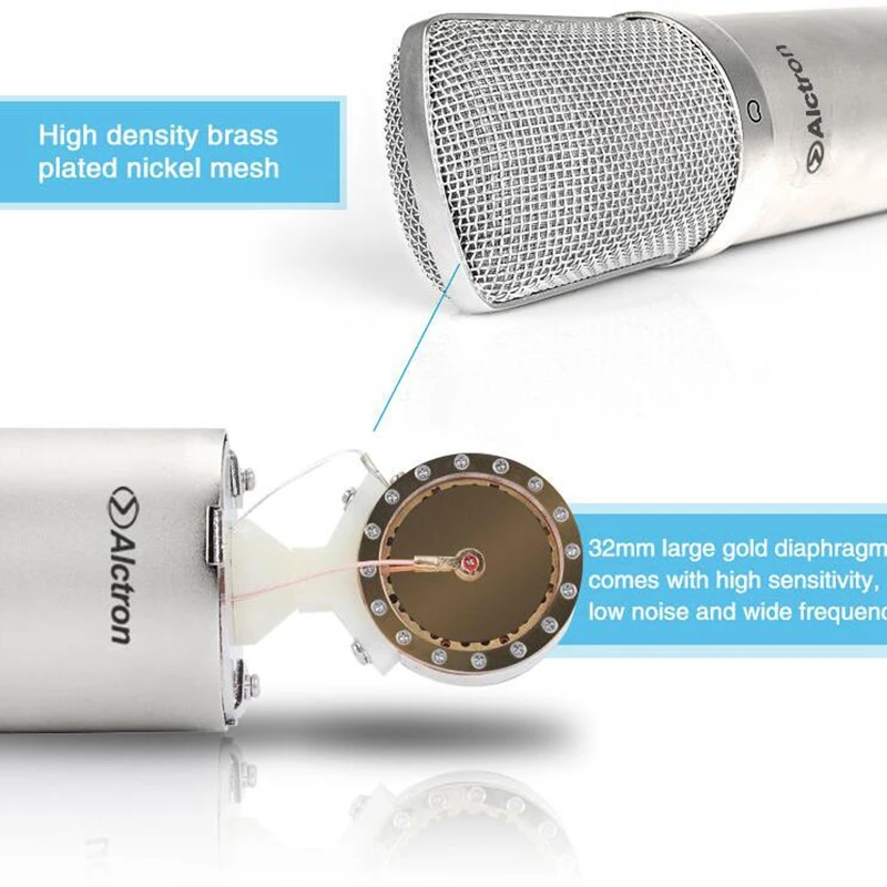 

Alctron MC001 Professional Condenser Microphone Studio Pro Recording Microphone with Shock Mount