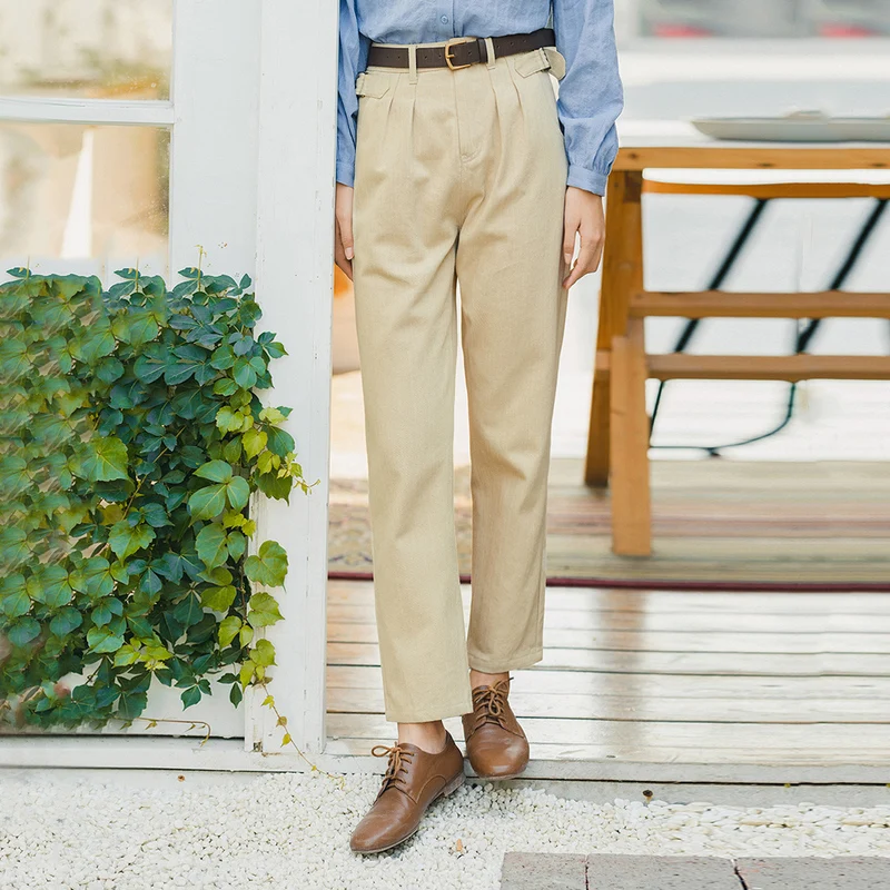 INMAN весенне-осенние однотонные прямые брюки со средней талией | Женская одежда