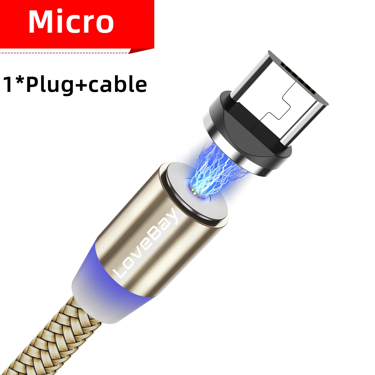 Lovebay Магнитный USB 3 м кабель для быстрой зарядки для Iphone TYPE-C Micro USB шнур Магнит Micro USB кабель для мобильного телефона USB шнур - Цвет: Gold for Micro
