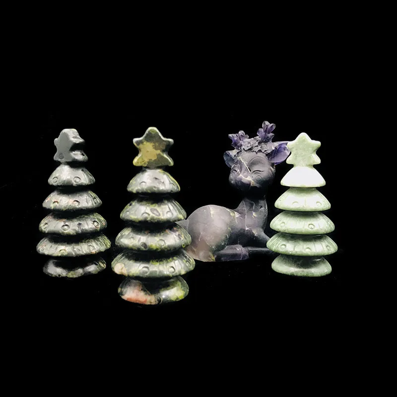 Натуральная Хрустальная яшма резной камень фигурка рождественской елки