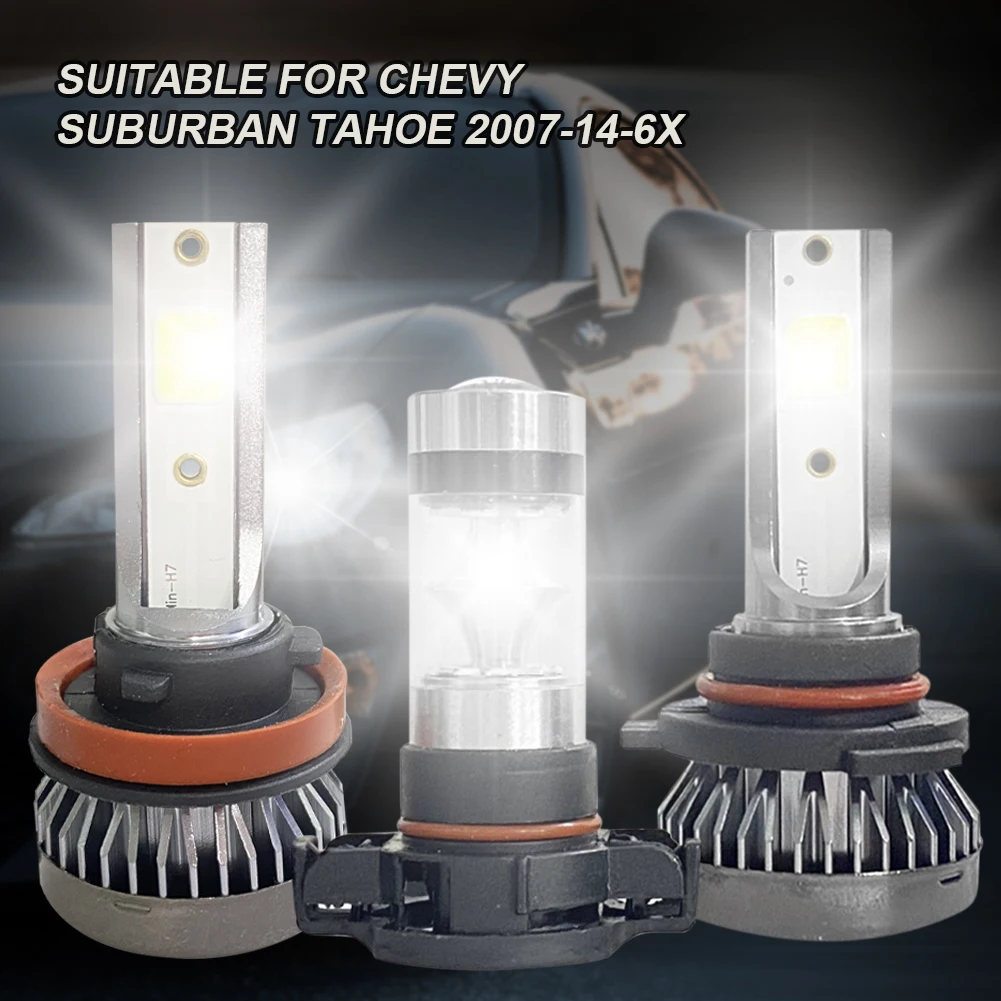 

9005 H11 5202 Car Headlight LED Bulb Hi Lo Beam Headlight Fog Light Combo White Waterproof for Chevy Suburban Tahoe 2007-14 6PCS