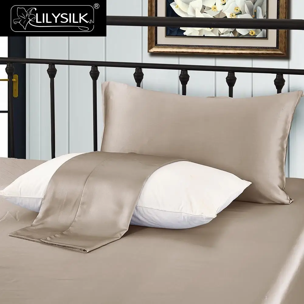 LilySilk 100 шелк наволочка волосы со скрытой молнией 19 Momme Terse роскошный кофе 35x45 см