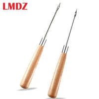 lmdz 2 pcs awl leather sewing awl with wood handle hollow speedy stitcher sewing awl for diy leather sewing stitching