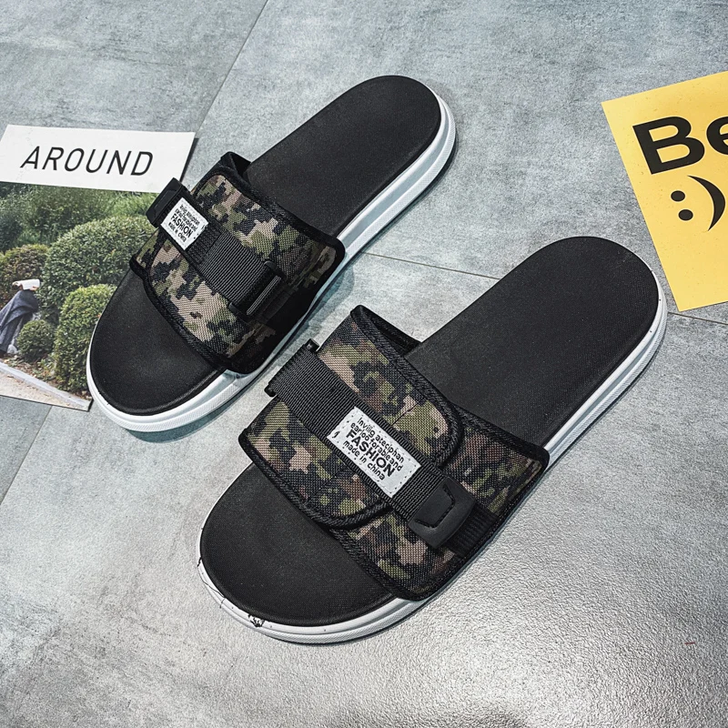 

CYYTL Men Breathable Open Toe Sandals Non-Slip Adjustable Summer Beach Wear Camouflage Slippers chinelos Feminino De Quarto