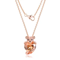 new lioness pendant necklaces for women rose golden jewelry long chain necklace heart stone lion female choker necklace jewelry