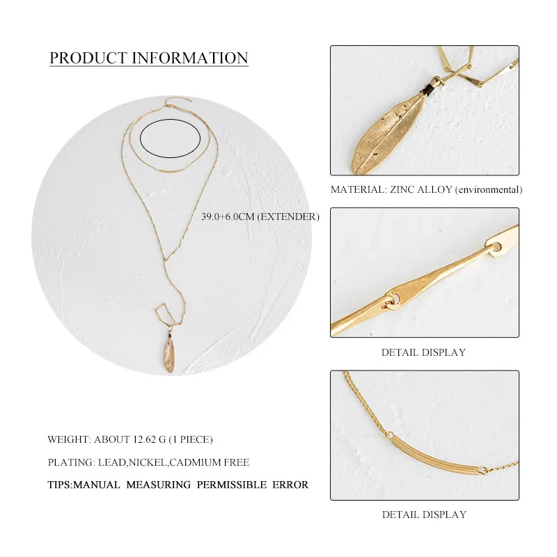

Fever&Free Collier Femme Fashion Women Sexy Choker Necklace Pendant Gold Leaf Sweater Chain Necklaces Collares Largos Mujer 2019