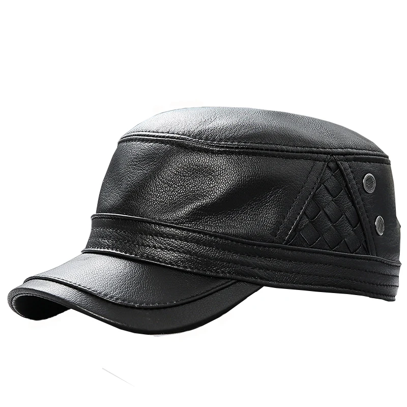 Бейсболка B92 мужская из натуральной кожи однотонная Кепка овечьей с