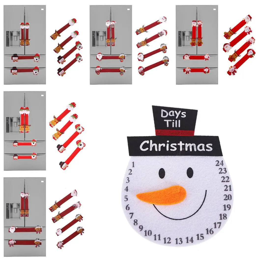 Кухня Санта Снеговик холодильник дверные ручки крышки дома Рождество мультфильм