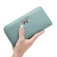 10pcs lot 2018 new long clutch wallet fashion zipper bowknot leather coin bag phone purse female cards holder wallets