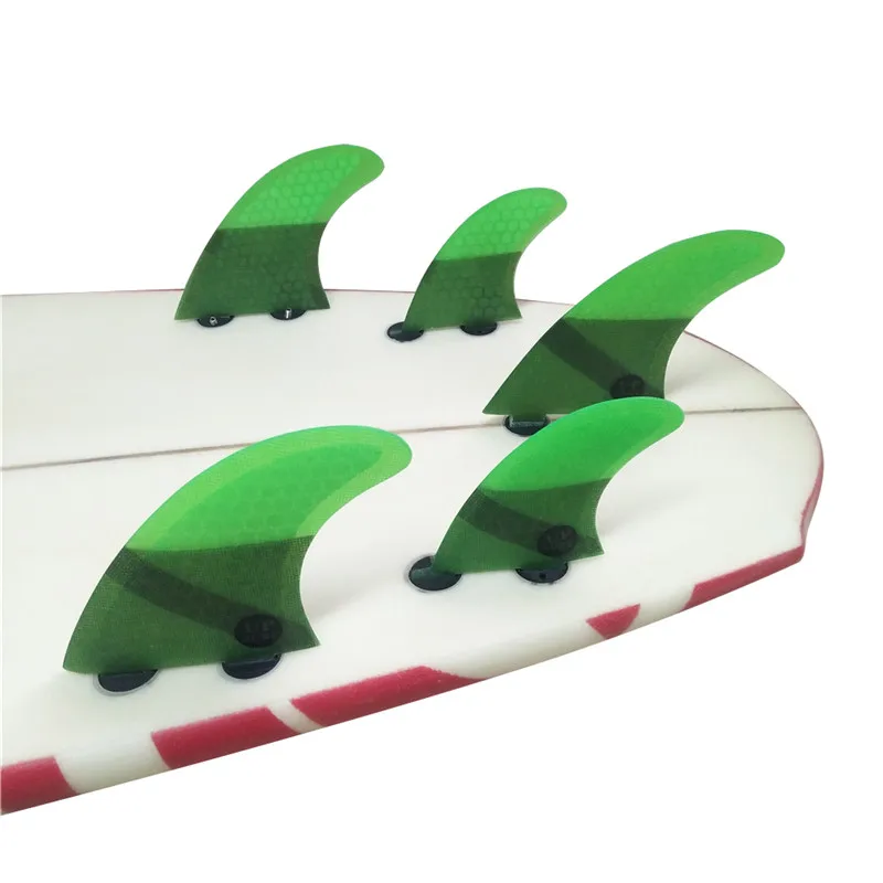 Surfboard fins Double Tabs UK2.1 Surf Fins Fiberglass Honeycomb Fibre Surfboard Fin 5 in Per Set Green color Fins