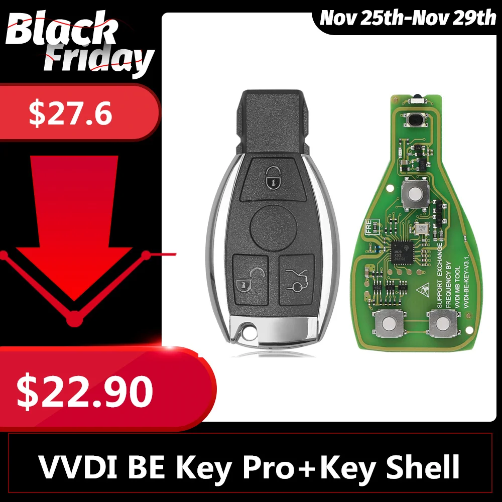 

Xhorse VVDI BE Key Pro For Benz Remote Key Improved Version With Smart Key Shell 3 Buttons Get One Token For MB BGA Tool
