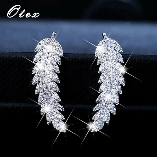 Модные женские Кристальные белые золотистые серьги с цирконами ретро листья