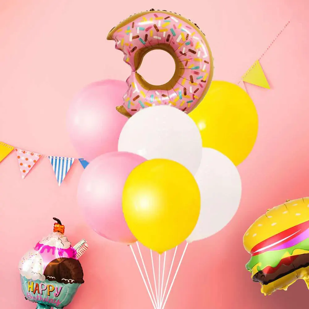 

Donut Hamburger Foil Balloon Colorful Latex Balloon Birthday Party Decoration Kids Inflatable Toys Wedding Ballon Party Supplies
