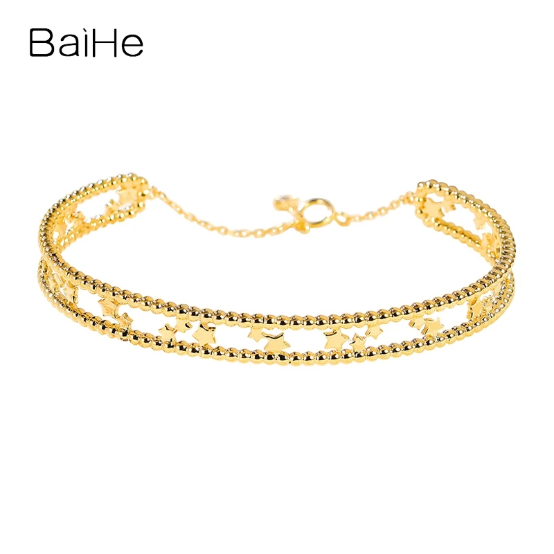 

BAIHE Real Solid 18K Yellow Gold 0.02ct H/SI Natural Diamond Bracelet Women Fine Jewelry Wedding Pulsera de diamantes 다이아몬드 팔찌