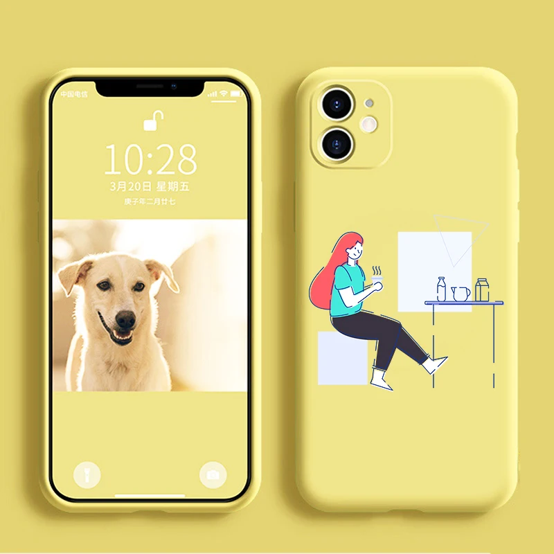 

Original Liquid Laid Back Girl Phone Case For Apple iPhone 11 Pro Max 12 Mini 7 6 6S 8Plus SE2020 X XR XS Cover Drop Shippping