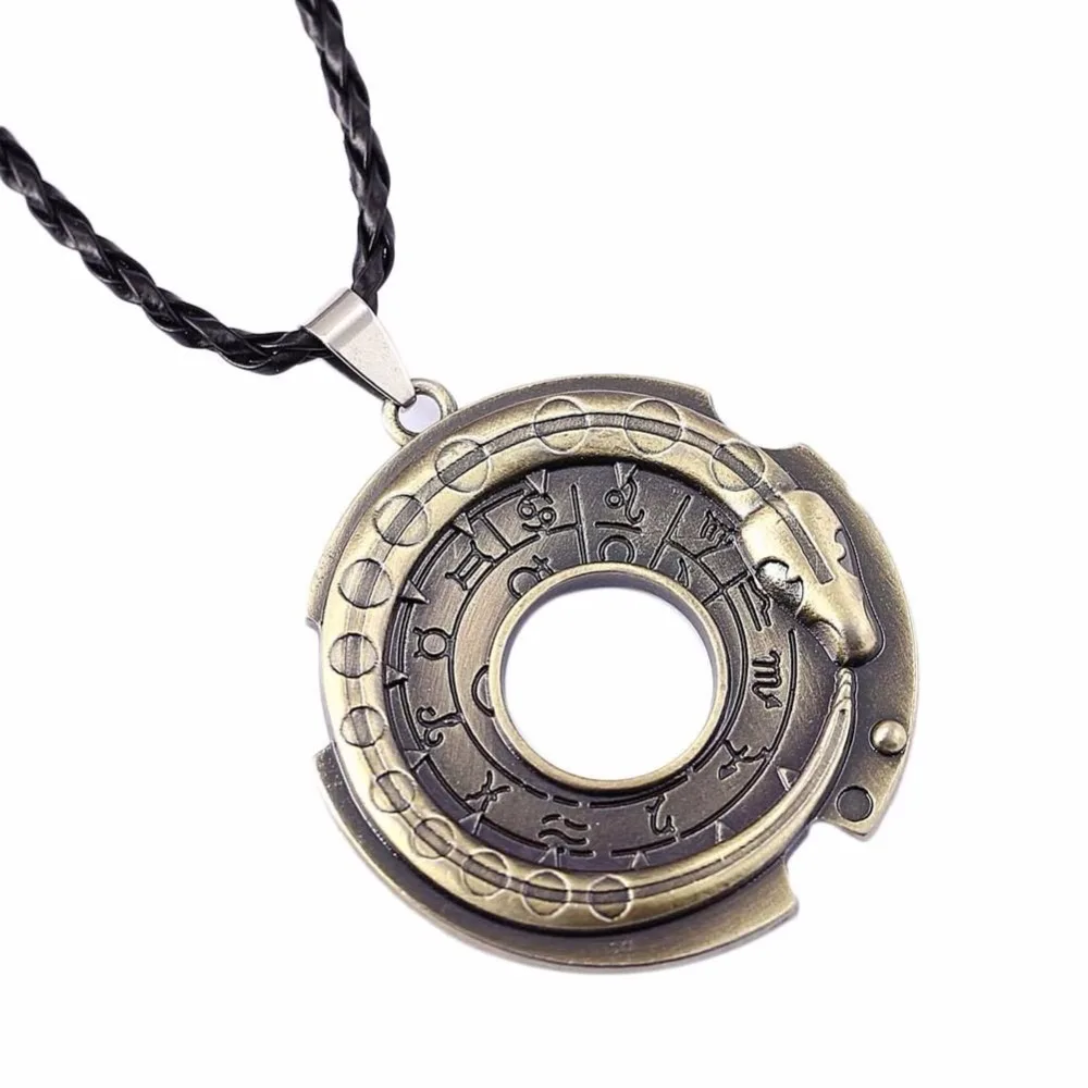 Мода Ouroboros змея руны Круглый Веревка кожаные ожерелья и Подвеска Амулет Лаки защитные украшения на шею для девочек