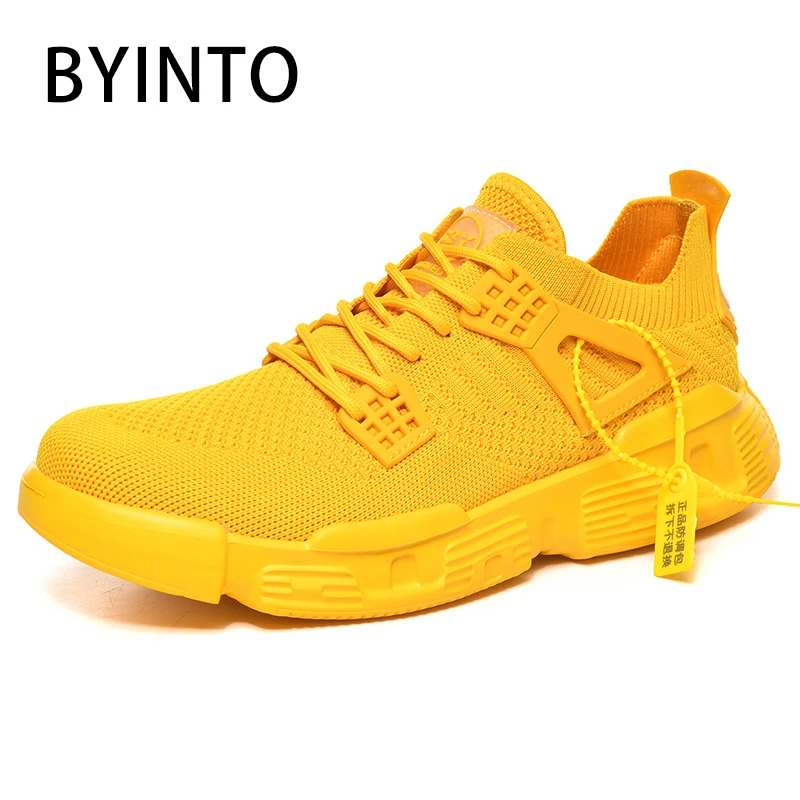 Мужские теннисные спортивные туфли светильник дышащие кроссовки желтые носки