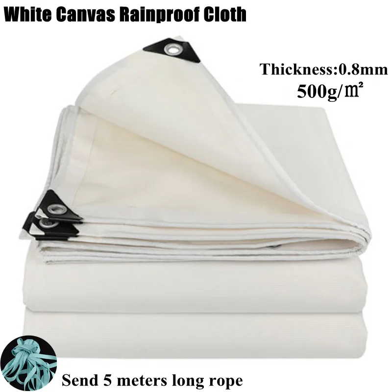 

0.8mm White Canvas PVC Coated Rainproof Cloth Garden Courtyard Awning Outdoor Tarpaulin Car Truck Canopy Waterproof Shading Sail