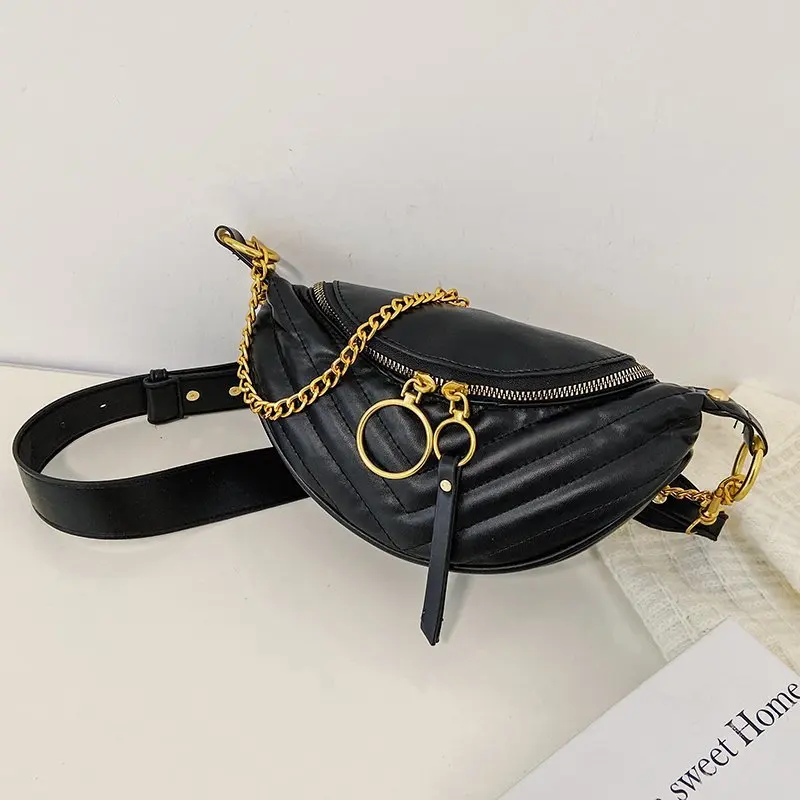

Women Bag Casual Satchel Leather Zipper Metal Chain Shoulder Bags For Women 2021 New Crossbody Bag Small Handbag And Purse