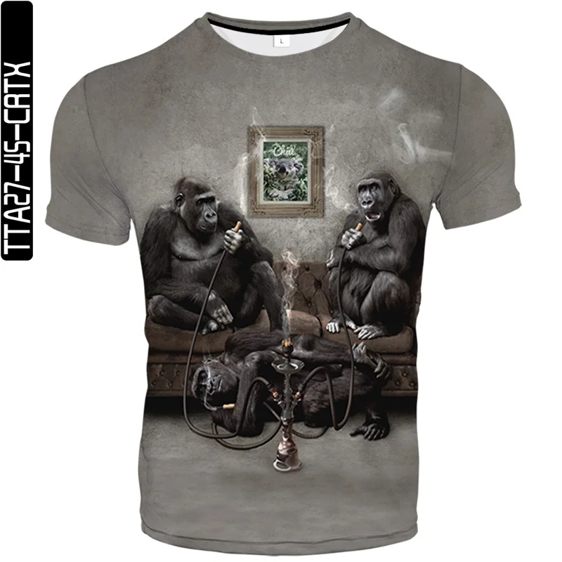 

New animal series T-shirt 3D printing Harajuku top summer men's T-shirt casual round neck shirt fashion streetwear S-6XL