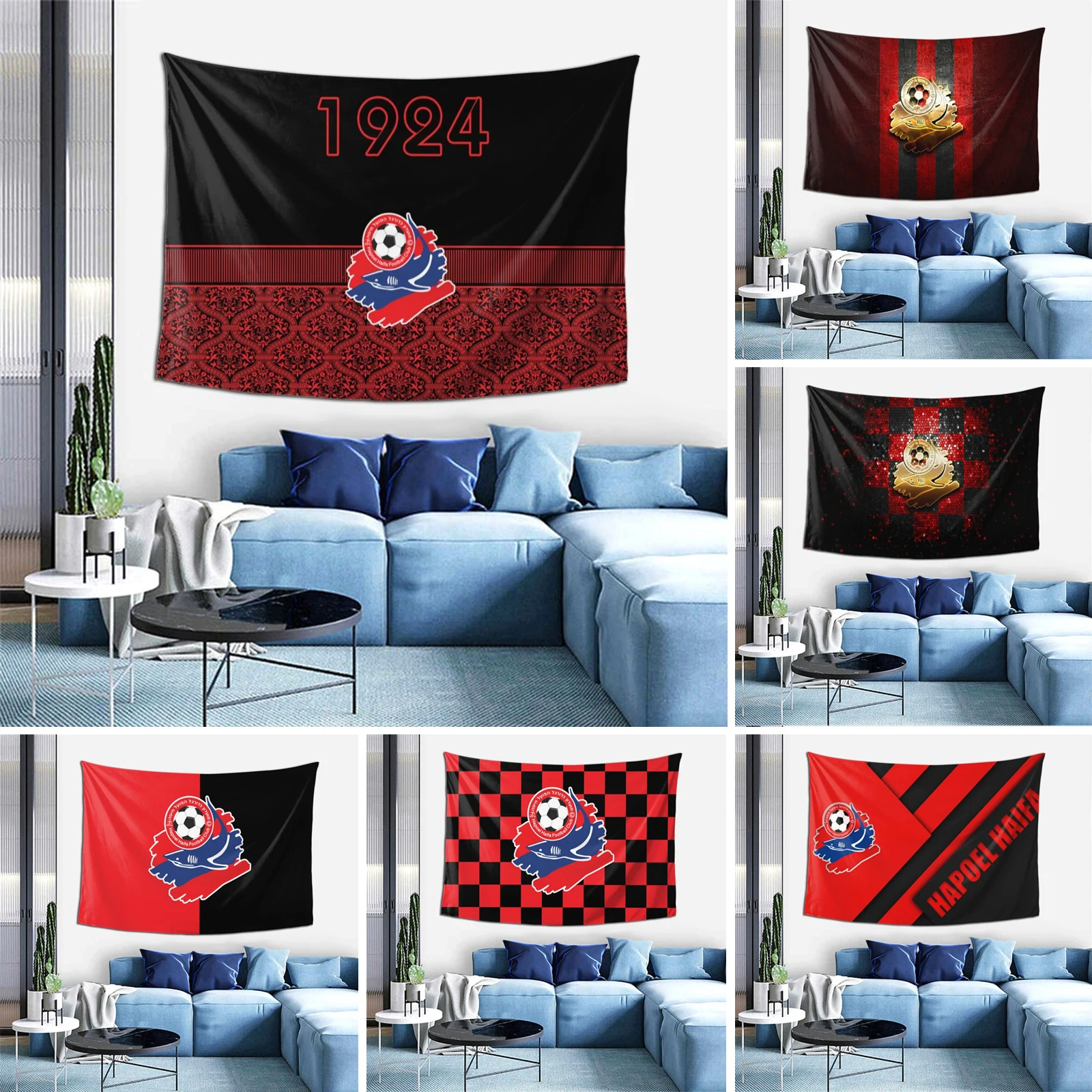 

Israel Hapoel Haifa Fc Large Wall Hanging Decor Tapestry Curtain TV Backdrop Table Cloth for Party Bedroom