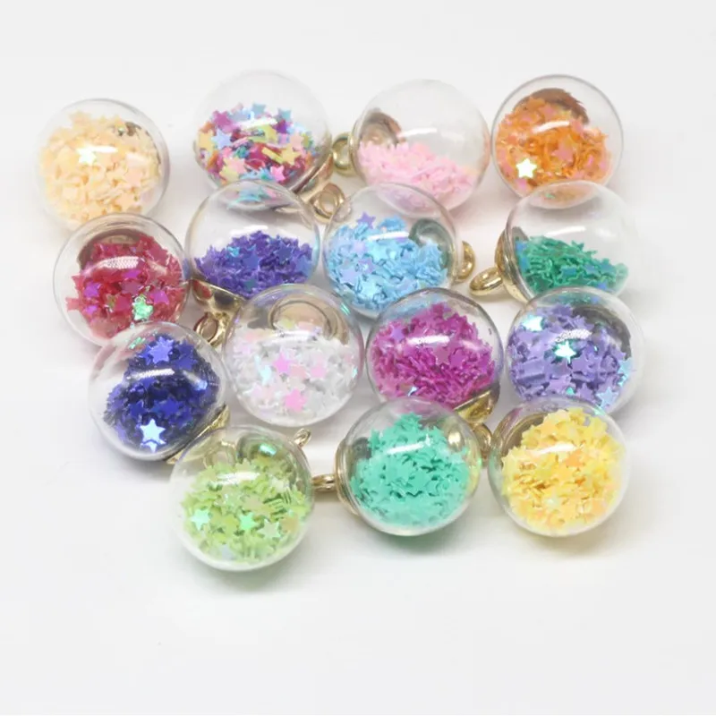 

10pcs 21x16mm Magic Ball Transparent Glass Beads Transparent Pendant Pentagram for Christmas Decoration 2022 New