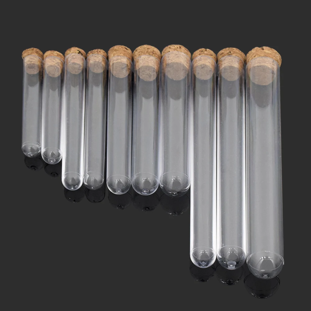 

20pcs/pack 20x150mm Lab plastic Test Tube Empty Scented Educational Supplies Drink Candy Storage Tube Transparent With Cork flat