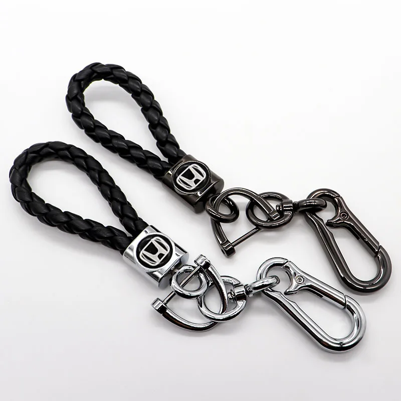

Metal car keyring Braided rope Men's Keychain Keyfob For Car Accessories Gift 360rotating design Apply to HONDA-logo