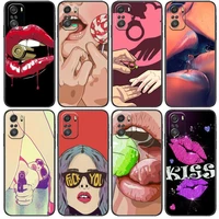 fashion girl sexy lips phone case for xiaomi redmi 11 lite 9c 8a 7a pro 10t 5g cover mi 10 ultra poco m3 x3 nfc 8 se cover