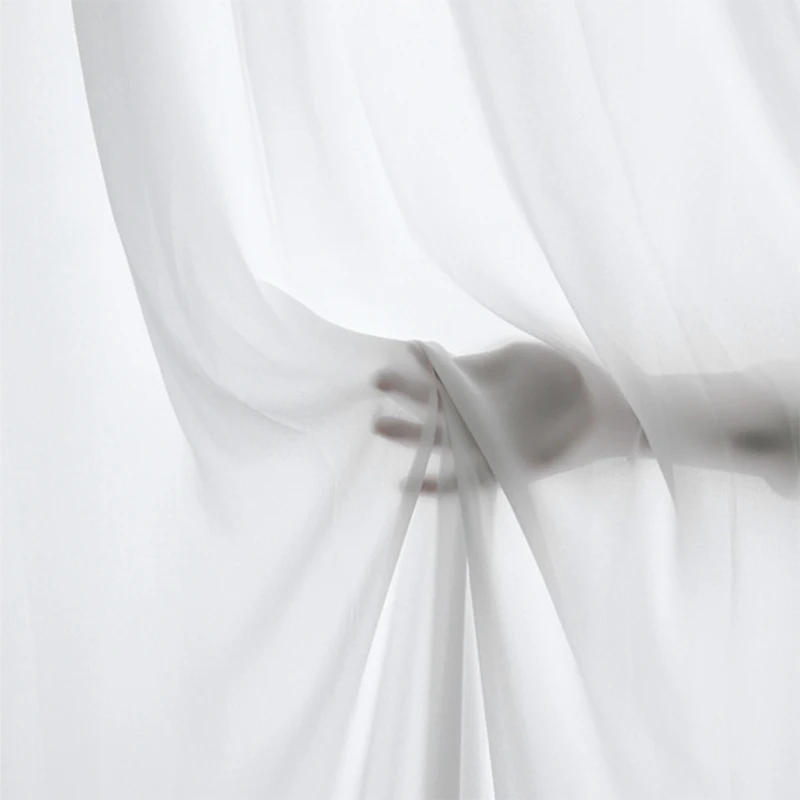 Супермягкие приятные на ощупь однотонные белые тюлевые шторы для гостиной