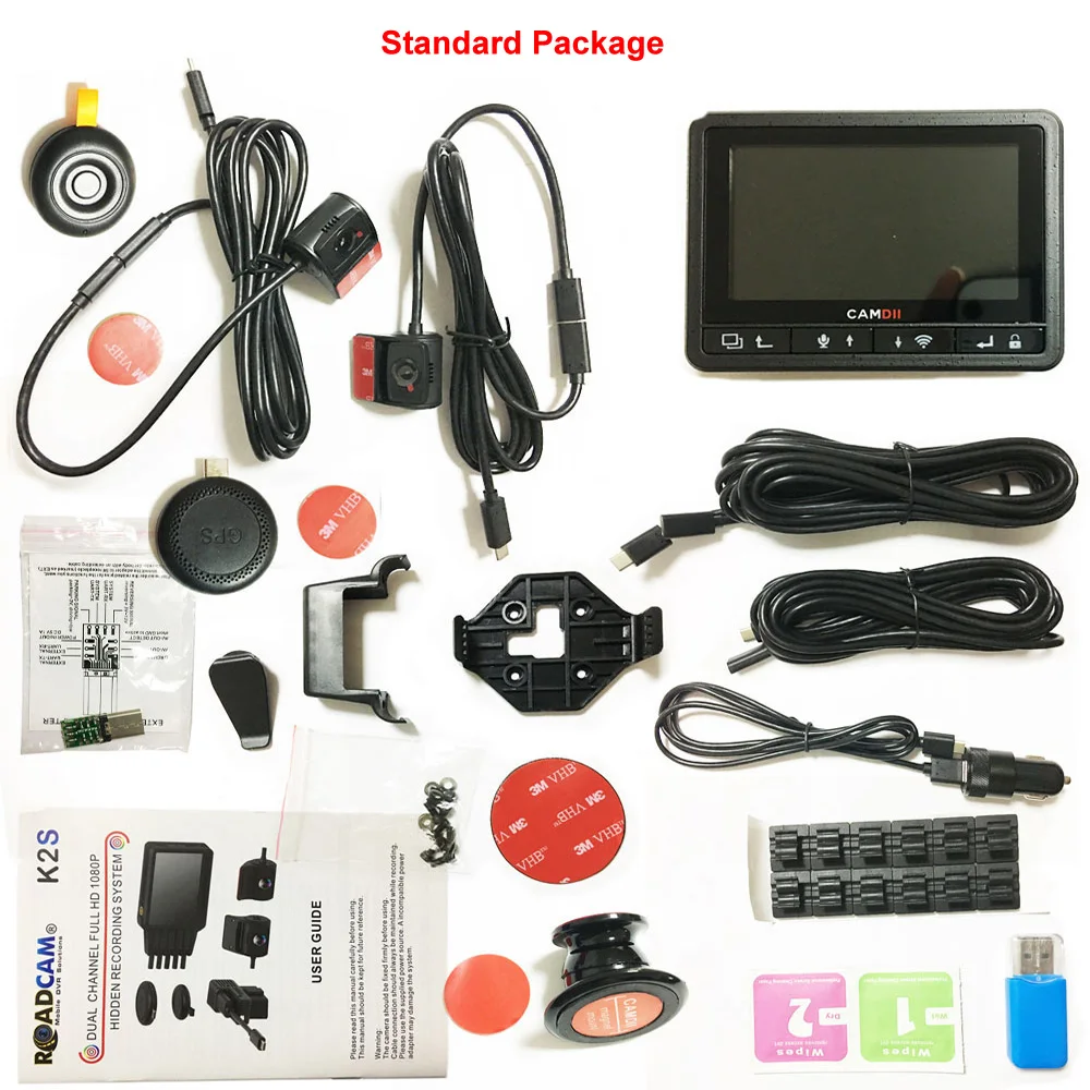 Standard Package Conkim Двойной объектив автомобиля тире Камера K2S gps+ WI-FI DVR спереди 1080P FHD+ сзади Камера 1080P FHD помощь при парковке режимов БД данных мониторинга - Название цвета: Standard Package