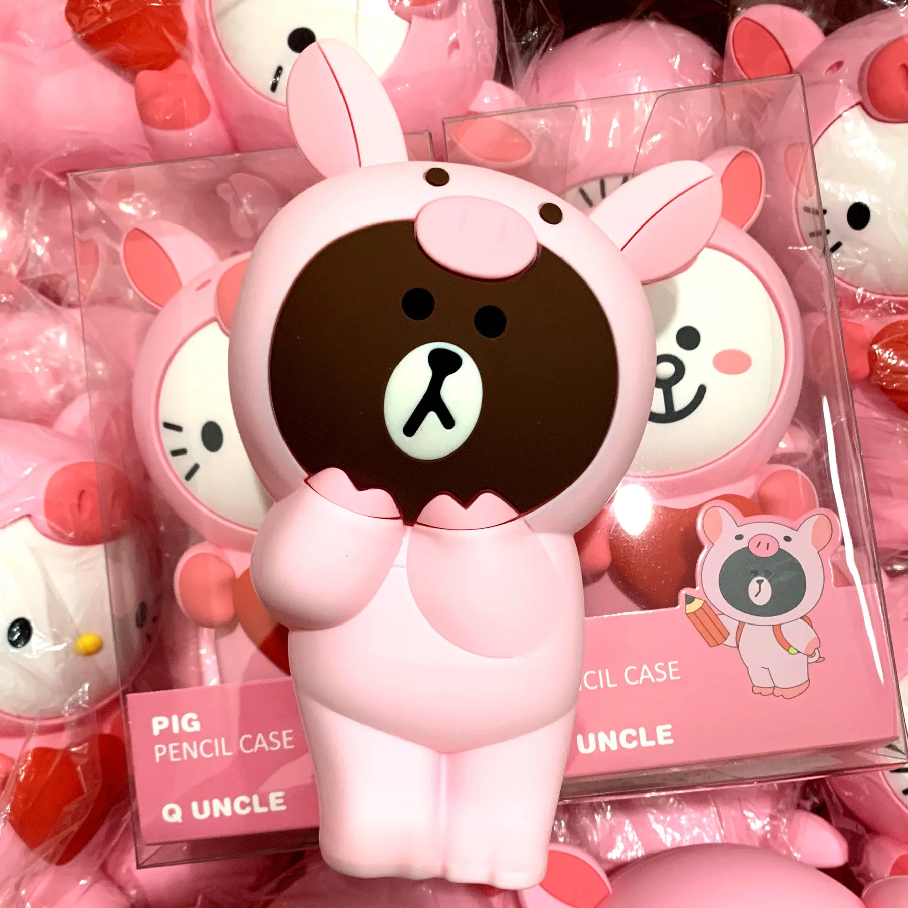 Мультфильм силиконовый пенал контейнер пеналы Kawaii Забавный Бурый Медведь Кролик 3D пеналы школьные принадлежности канцелярские подарки