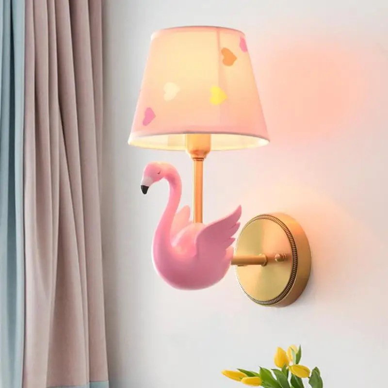 Современный светодиодный настенный светильник с лебедем синий детский птицей