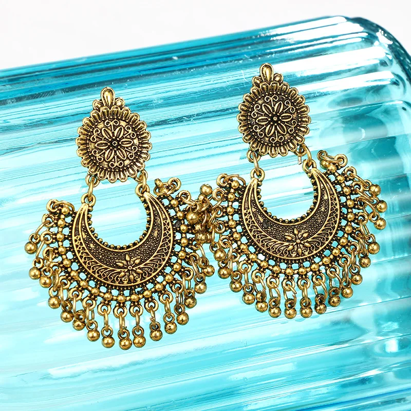 GTQ металлическая кисточка Jhumka индийские этнические болливудские висячие серьги