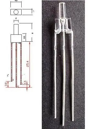 Двухцветная плоская верхняя часть 2 мм светодиод синий @ белый цвет 3 контакта