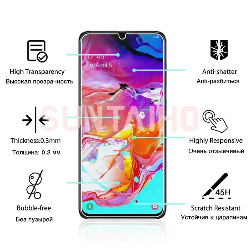 Прозрачное стекло для Samsung Galaxy A50 A40S A10 A20 A30 A40 A60 A70 A90 5G закаленное M10 M20 M50 Защитная