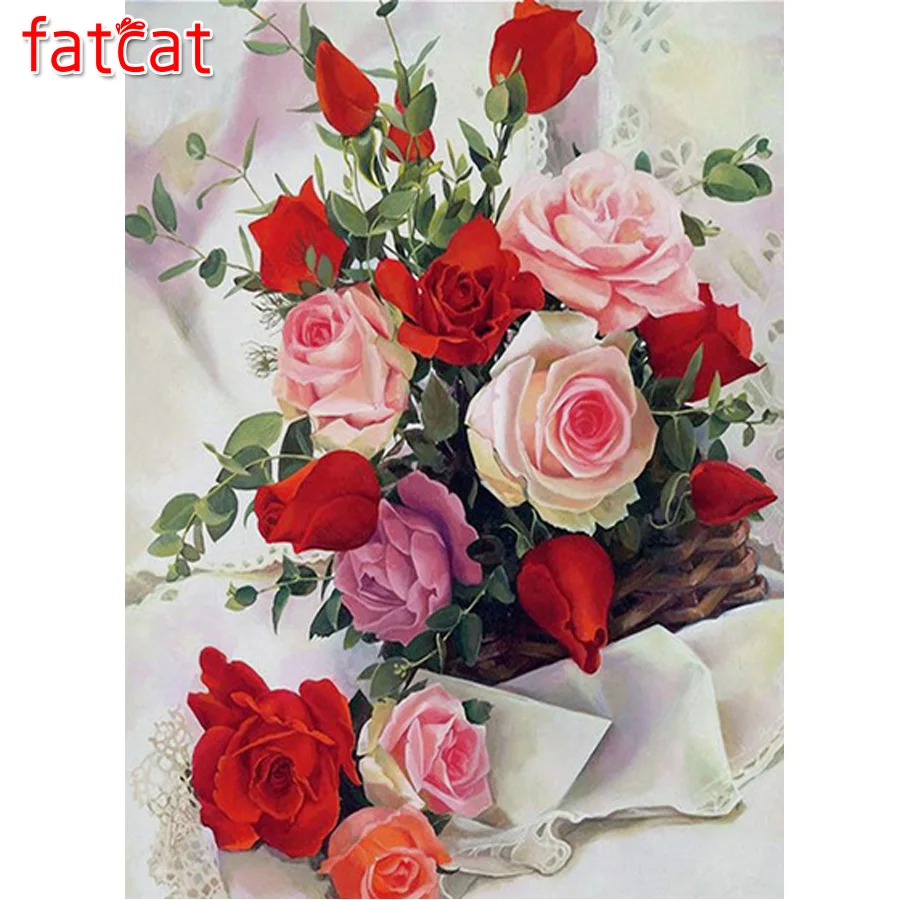 

FATCAT 5D Diy Полная квадратная круглая алмазная живопись наборы для вышивки крестом Алмазная мозаика Красочные животные Алмазная вышивка собак...