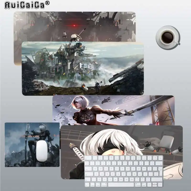 

RuiCaiCa NieR Automata Custom Skin Beautiful Anime Mouse pad Mat Size for large Edge Locking Speed Version Game Keyboard Pad