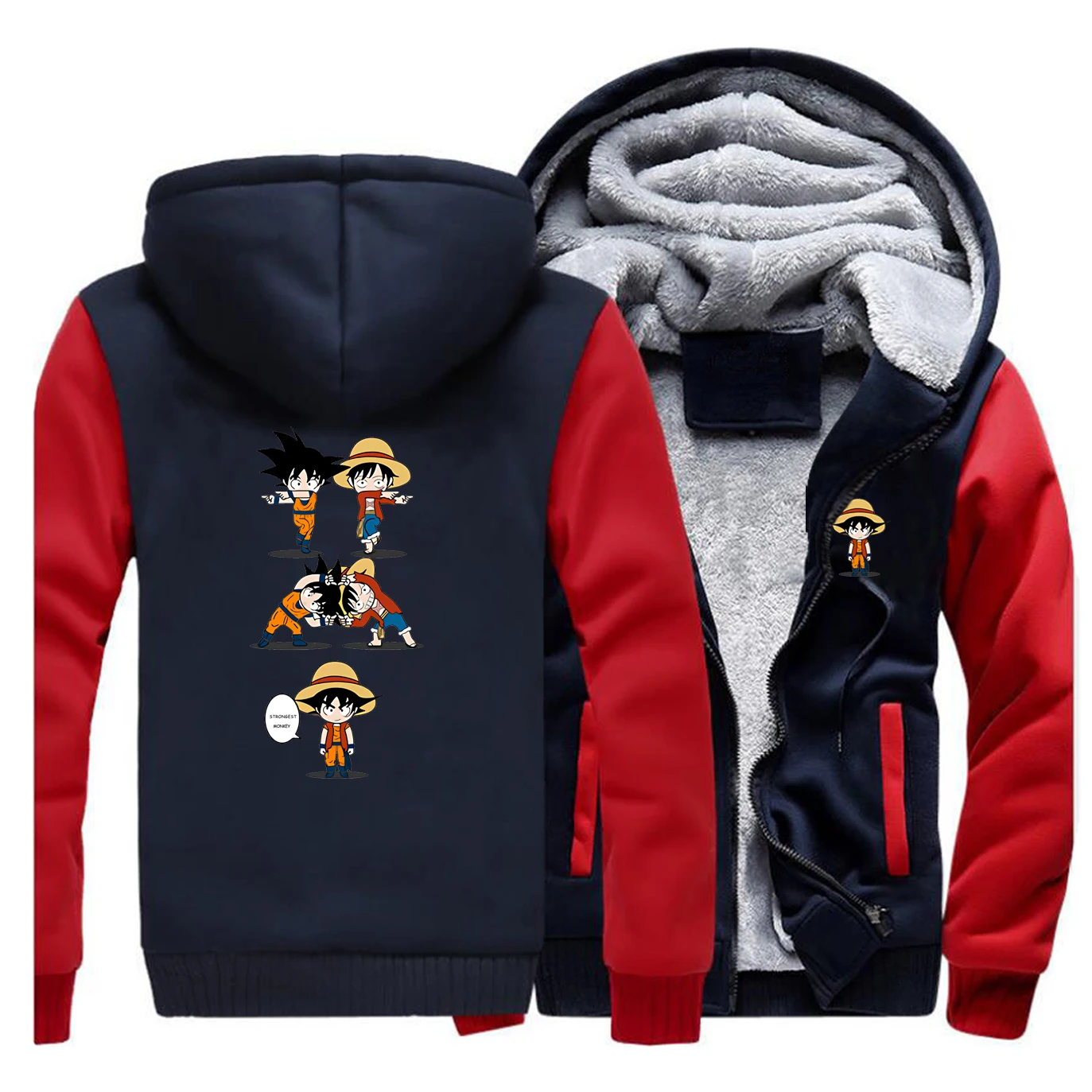 One Piece Luffy Winter Jacket Men Fleece Thick Dragon Ball Warm Mens Jackets And Coats Hoodie Sweatshirt Coat Sportswear | Мужская