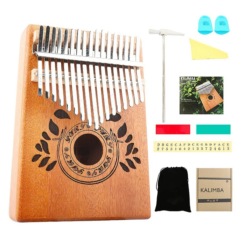 

New Kalimba 17 Keys Thumb Piano With Tune Hammer Wood Hand Finger Piano Mbira Gifts For Kids Adult Beginners