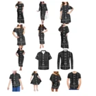 Черно-белая одежда с татуировкой для взрослых и детей, комплекты для семейной вечеринки, Женская Строгая рубашка, индивидуальный гибискус, полинезийский этнический дизайн