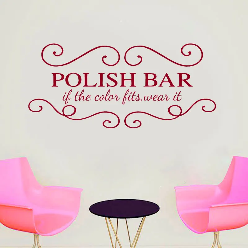 Nails Art Виниловые наклейки на стену для салонов красоты и маникюра Съемный Настенный декор для гостиной и спальни F916