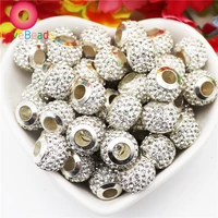 20pcs top quality crystal large hole glass rhinestone beads silver plated core pandora spacer charms bracelet jewelry necklaces