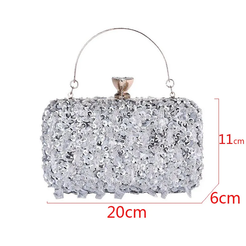 

Luxury Sequin beaded Crystal Clutch Bags for Women Party Purse Bridal Handbags Ladies Evening Bags chain Shoulder Bags B367