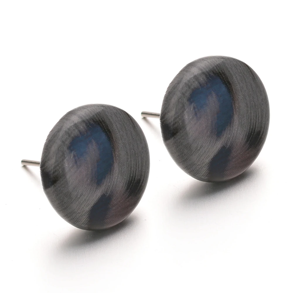 Круглые серьги-гвоздики с эпоксидной смолой для женщин Модные леопардовые