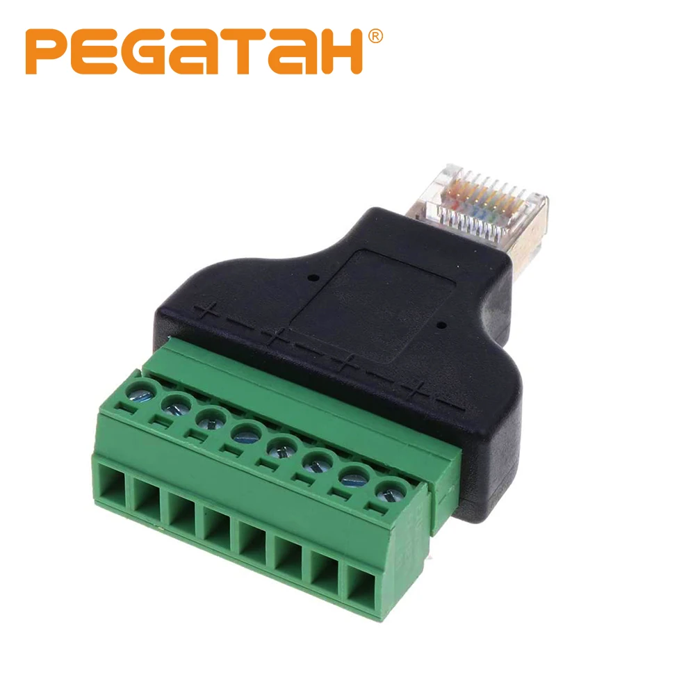 DC Connector RJ45 Ethernet Male to 8 Pin AV Terminal Screw Adapter Crystal Head Block Plug CCTV Accessory | Безопасность и защита