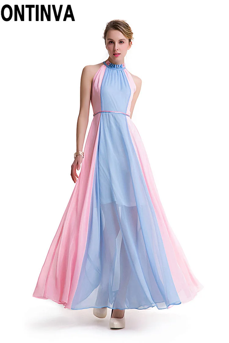 Шифоновый плиссированный Сарафан Макси без рукавов элегантный пляжный сарафан с